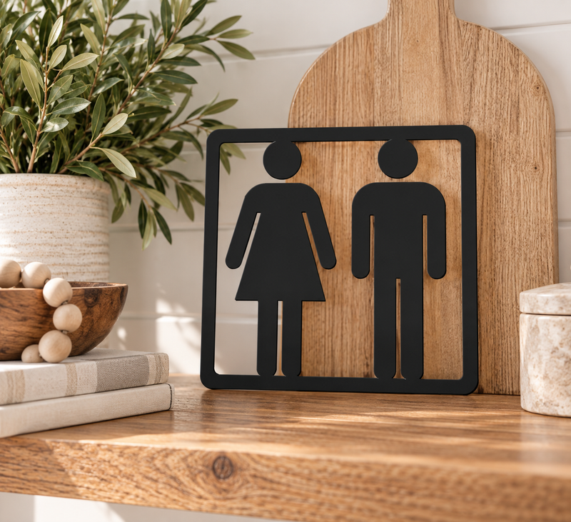 Modern Restroom Sign – Farmhouse Bathroom Decor for Home or Airbnb - Charlie + Pine