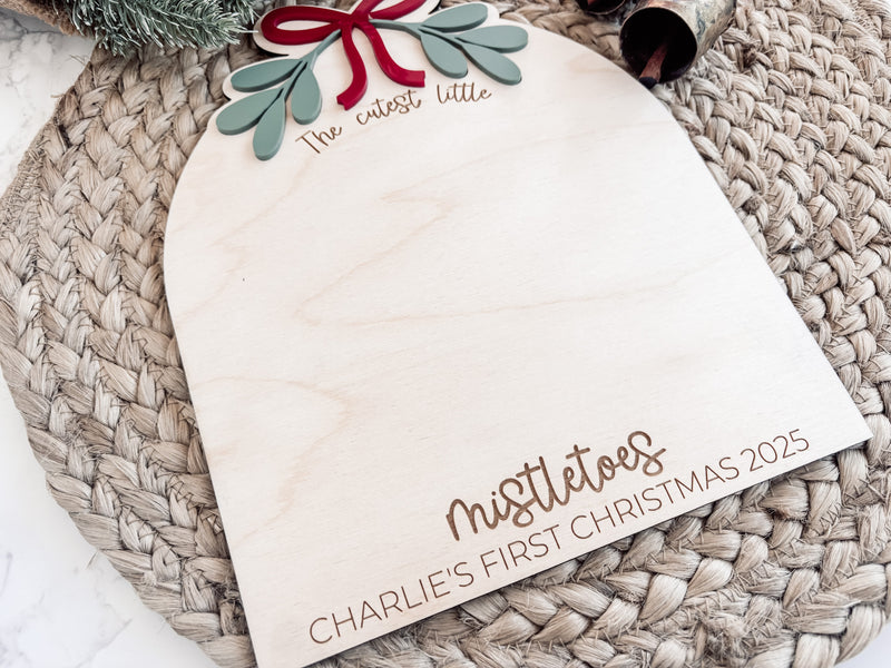 Baby’s First Christmas Mistletoes Sign | Personalized Name & Year