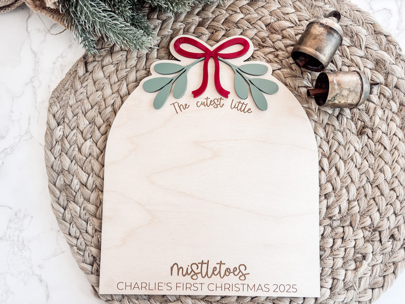 Baby’s First Christmas Mistletoes Sign | Personalized Name & Year