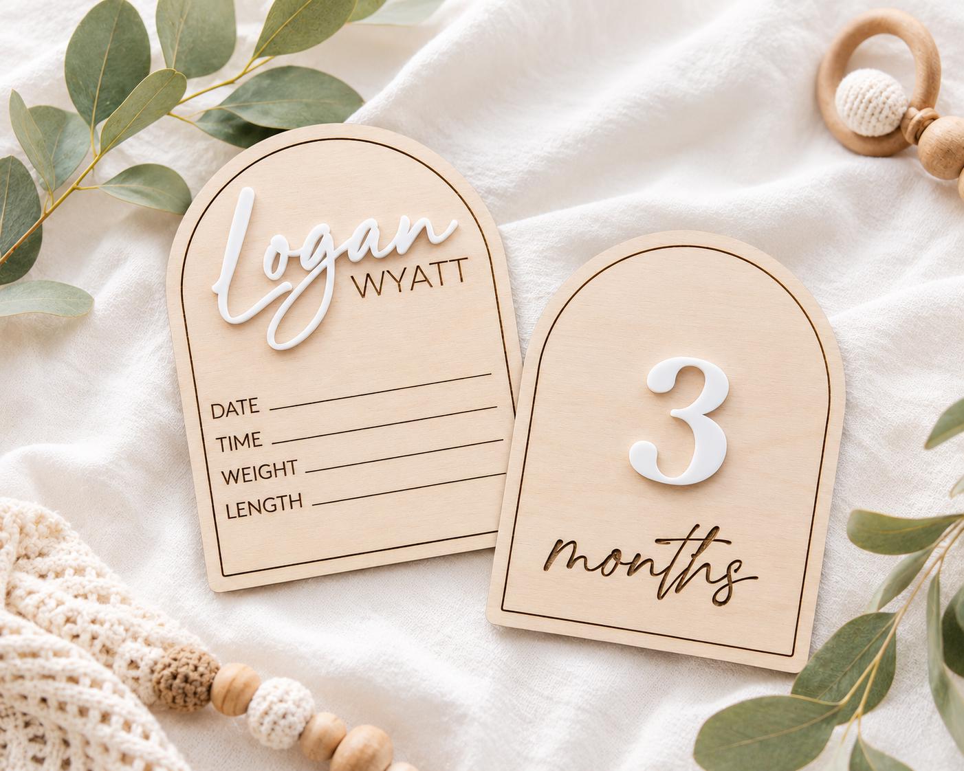 Interchangeable Baby Monthly Milestone Cards - Charlie + Pine