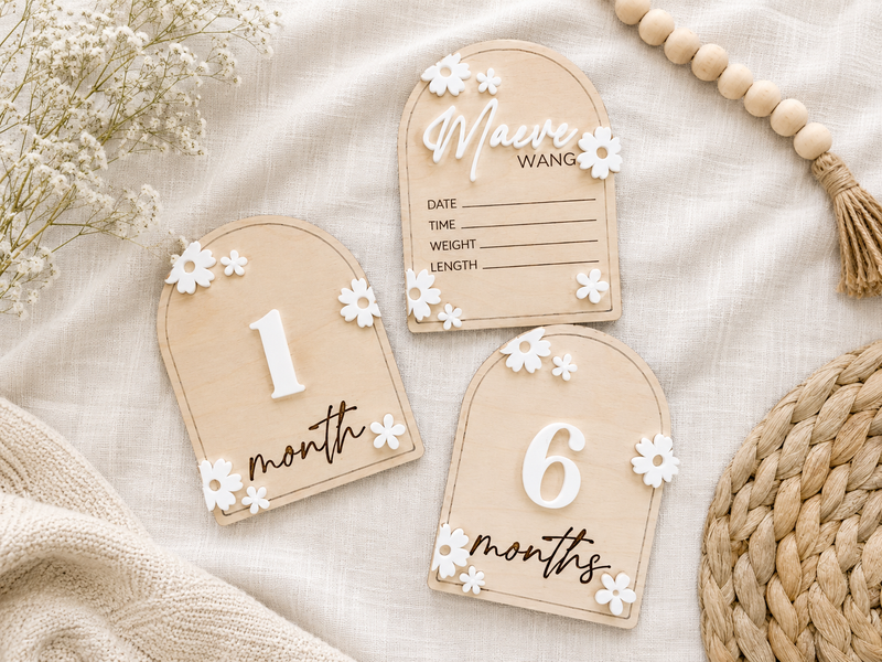 Interchangeable Baby Monthly Flower Milestone Cards - Charlie + Pine