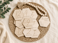 Wooden Baby Milestone Set | Monthly Discs & Birth Stats Photo Props - Charlie + Pine
