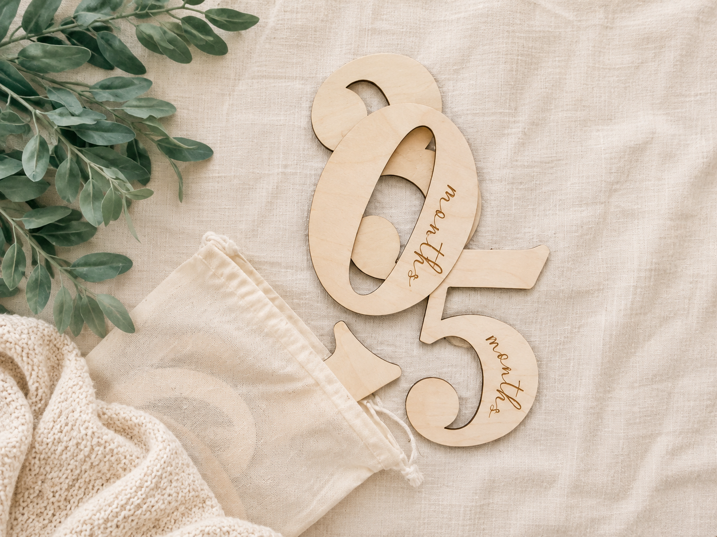 Wooden Baby Milestone Numbers | Monthly Photo Props Set (1–12)