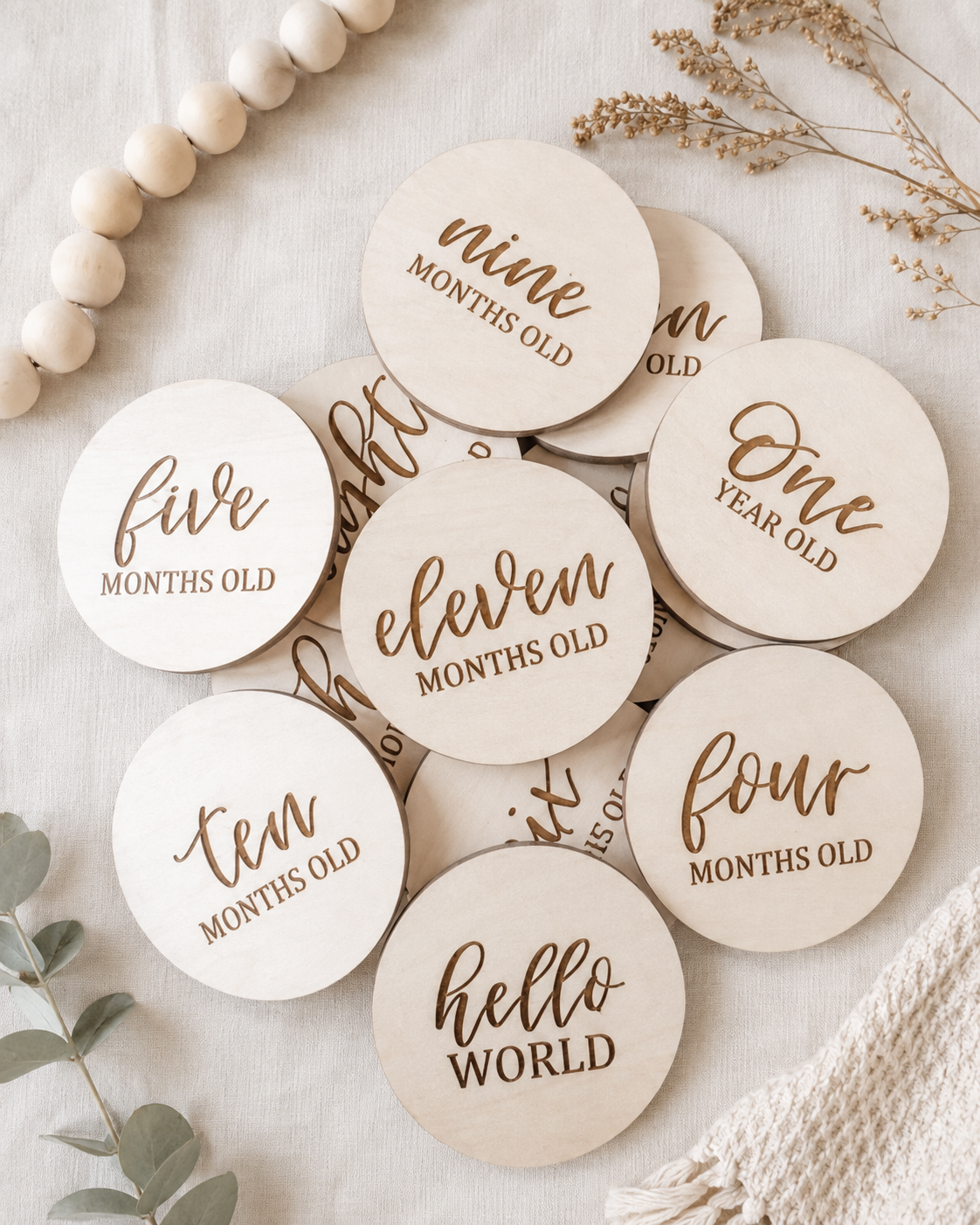 Baby Monthly Milestone Disc Set - Charlie + Pine
