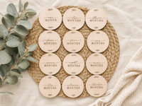 Round Baby Milestone Discs | Wooden Monthly Cards for First Year Photos - Charlie + Pine