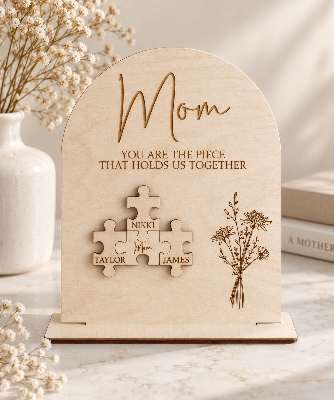 Personalized Puzzle Piece Sign for Mom | Mother’s Day Gift from Kids - Charlie + Pine
