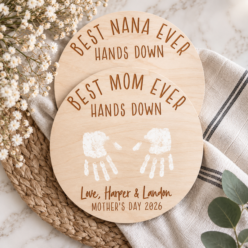 Custom Mother’s Day Handprint Sign | Gift for Mom from Kids - Charlie + Pine