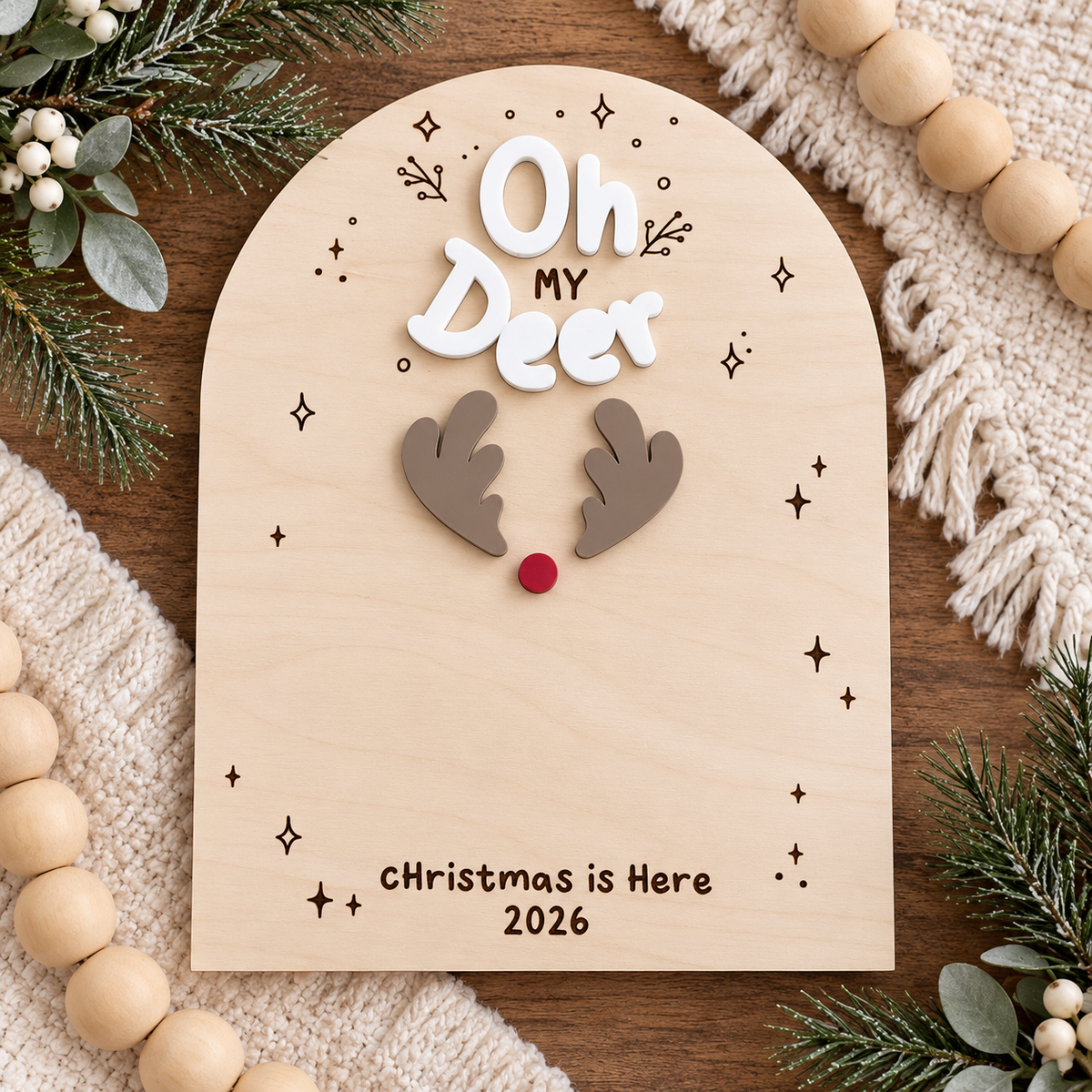 Baby’s First Christmas Footprint Keepsake | Oh My Deer Christmas Sign