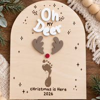 Baby’s First Christmas Footprint Keepsake | Oh My Deer Christmas Sign
