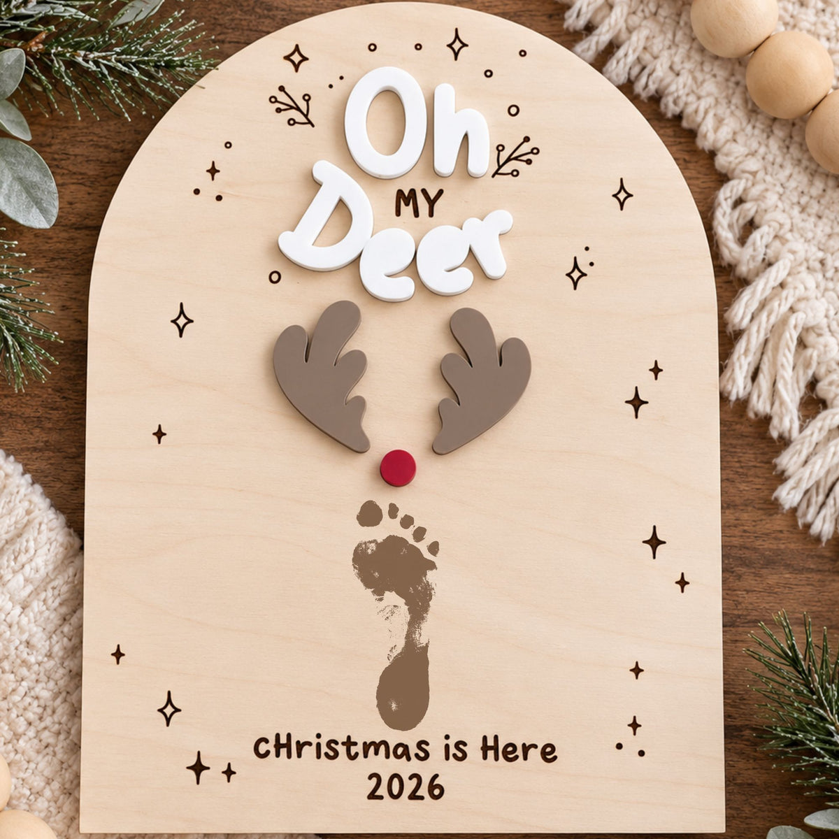 Baby’s First Christmas Footprint Keepsake | Oh My Deer Christmas Sign