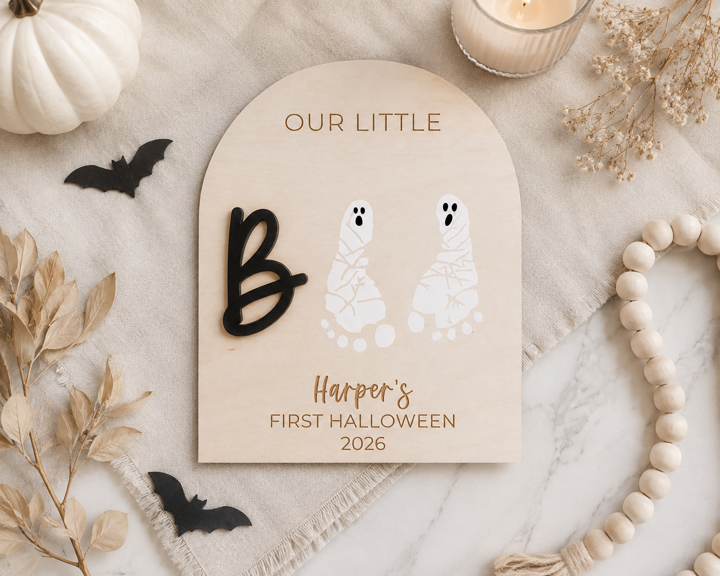 Personalized Halloween Baby Footprint Sign - Charlie + Pine