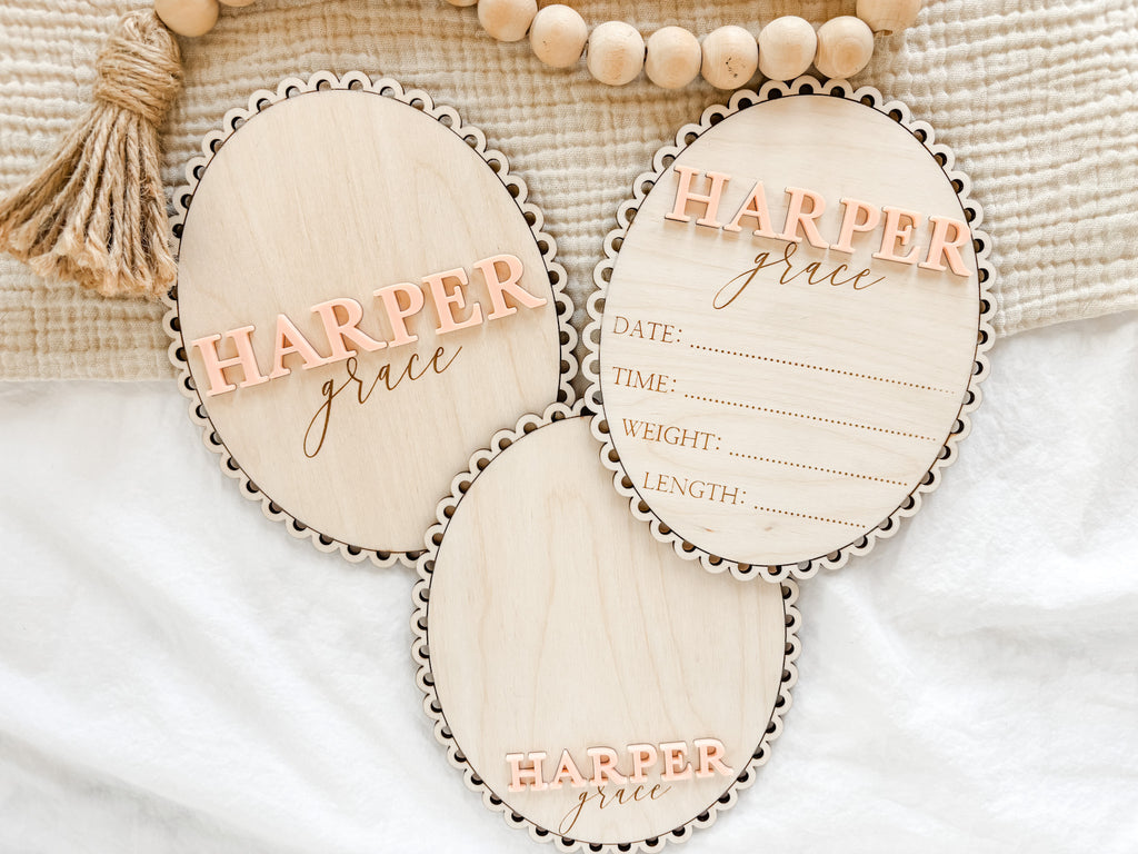 Baby Name Sign Set | Newborn Keepsake Bundle - Charlie and Pine ...