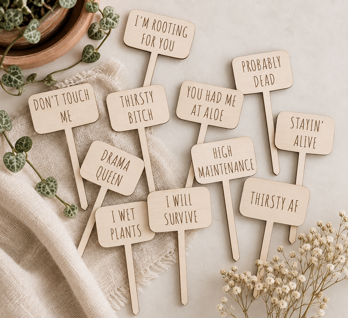 Funny Garden Plant Markers Set - Charlie + Pine