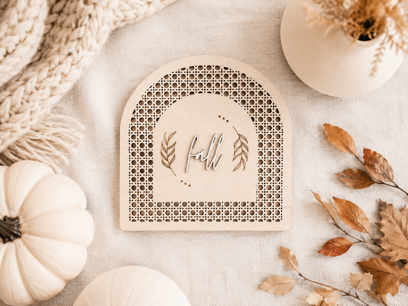 Neutral Fall Rattan Arch Sign - Charlie + Pine