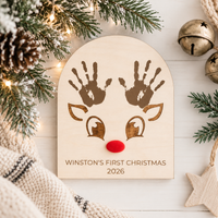 Baby Handprint Reindeer Sign | First Christmas Keepsake Craft - Charlie + Pine