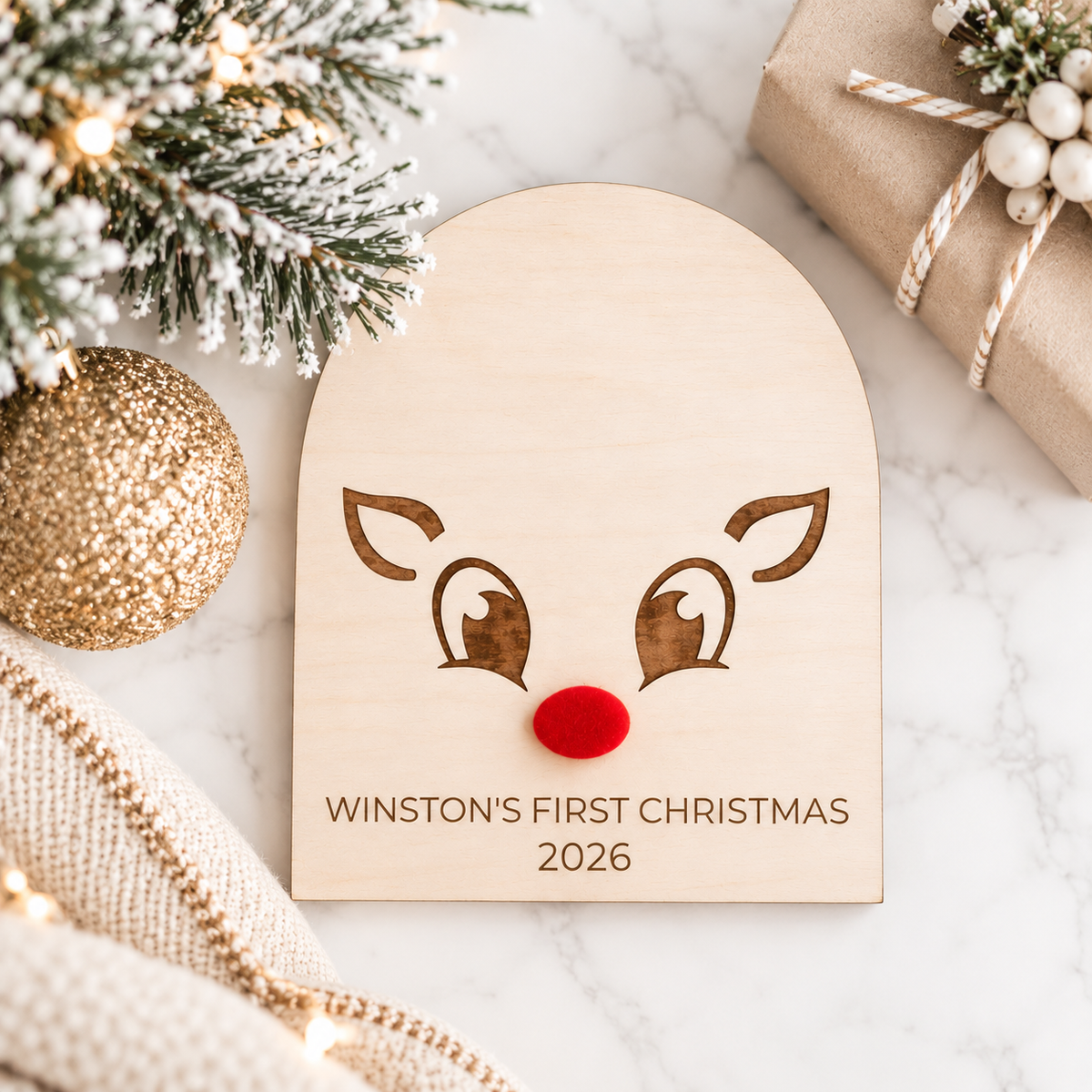 Baby Handprint Reindeer Sign | First Christmas Keepsake Craft - Charlie + Pine