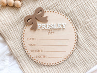 Custom Baby Birth Announcement Sign Set | Name, Stats & Footprint Keepsake - Charlie + Pine