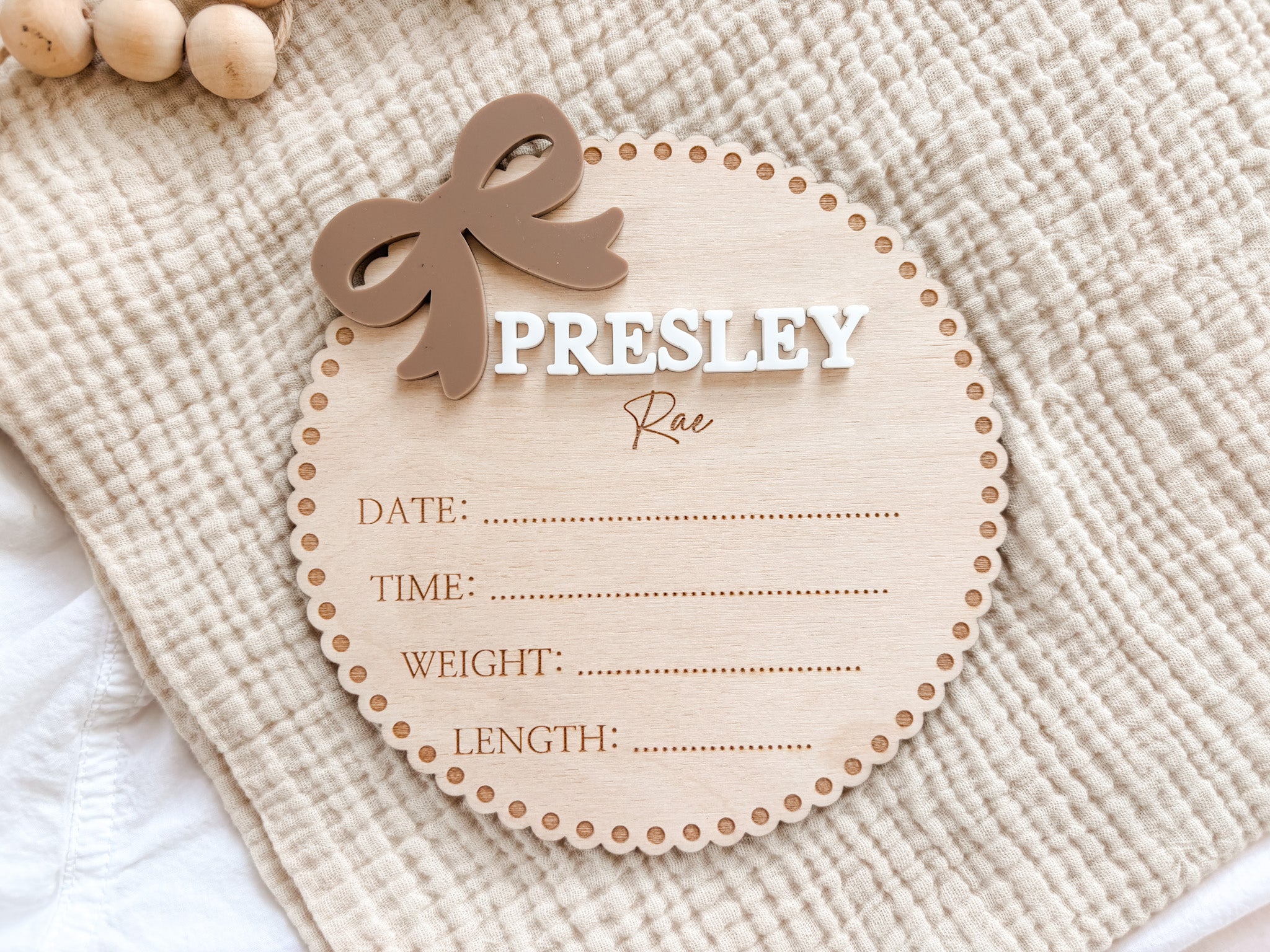 Custom Baby Birth Announcement Sign Set | Name, Stats & Footprint Keepsake - Charlie + Pine