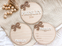 Custom Baby Birth Announcement Sign Set | Name, Stats & Footprint Keepsake - Charlie + Pine