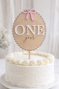 One Year Cake Topper | First Birthday Cake Topper | Wooden Birthday Cake Decoration