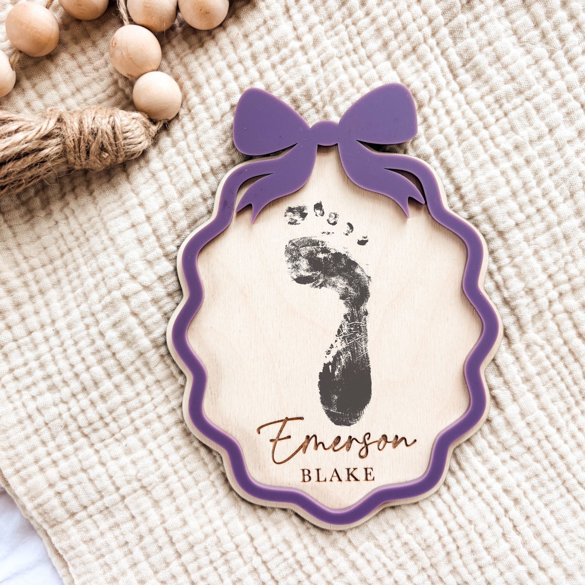 Personalized Birth Announcement Set with Name Sign, Birth Stats & Footprint | Newborn Hospital Sign - Charlie + Pine