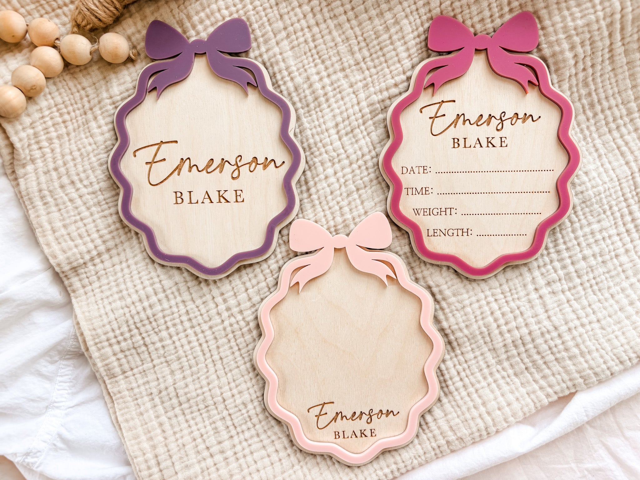 Personalized Birth Announcement Set with Name Sign, Birth Stats & Footprint | Newborn Hospital Sign - Charlie + Pine