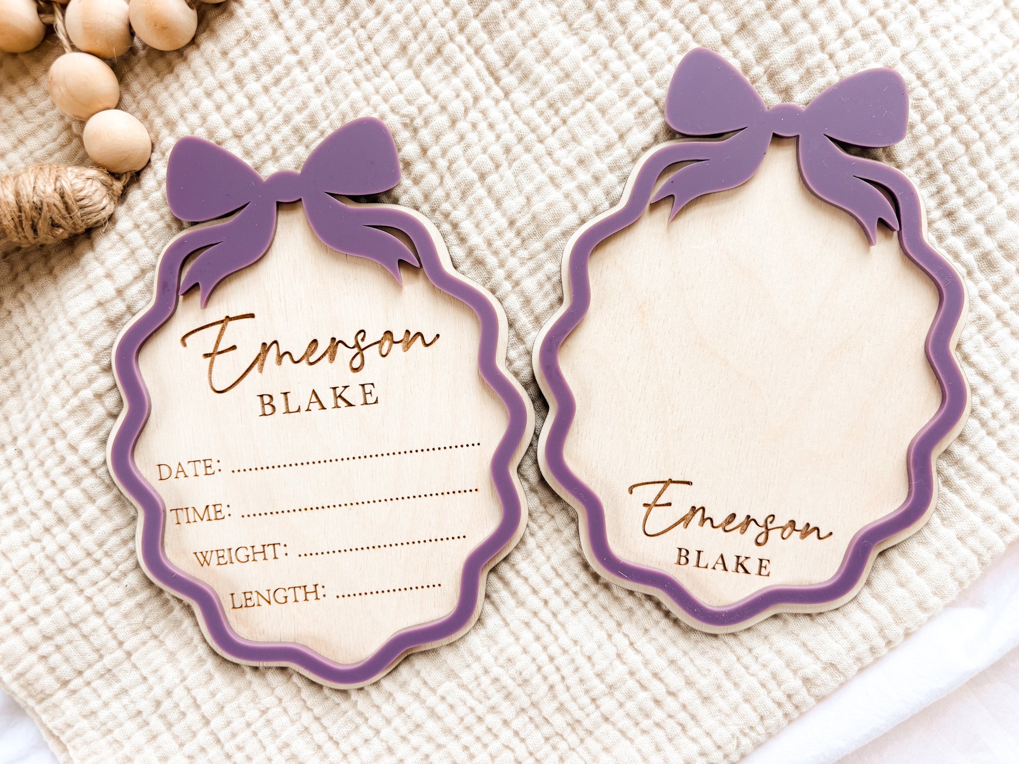 Personalized Birth Announcement Set with Name Sign, Birth Stats & Footprint | Newborn Hospital Sign - Charlie + Pine