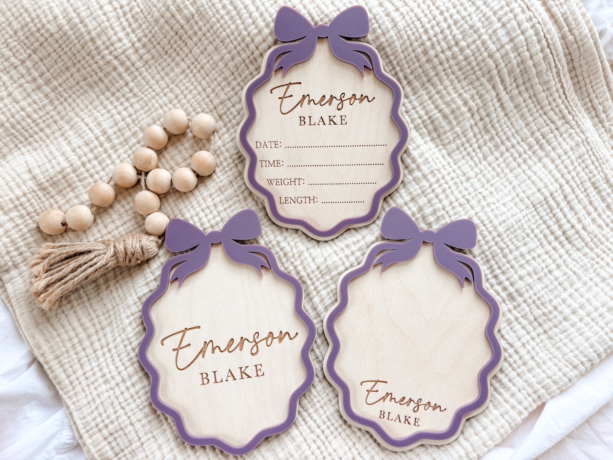 Personalized Birth Announcement Set with Name Sign, Birth Stats & Footprint | Newborn Hospital Sign - Charlie + Pine