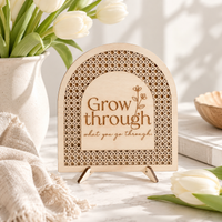 Grow Through What You Go Through Wood Sign – Inspirational Boho Wall Decor - Charlie + Pine