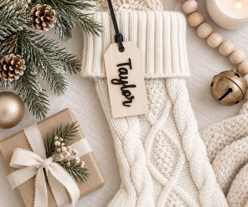 Stocking Name Tags - Charlie + Pine