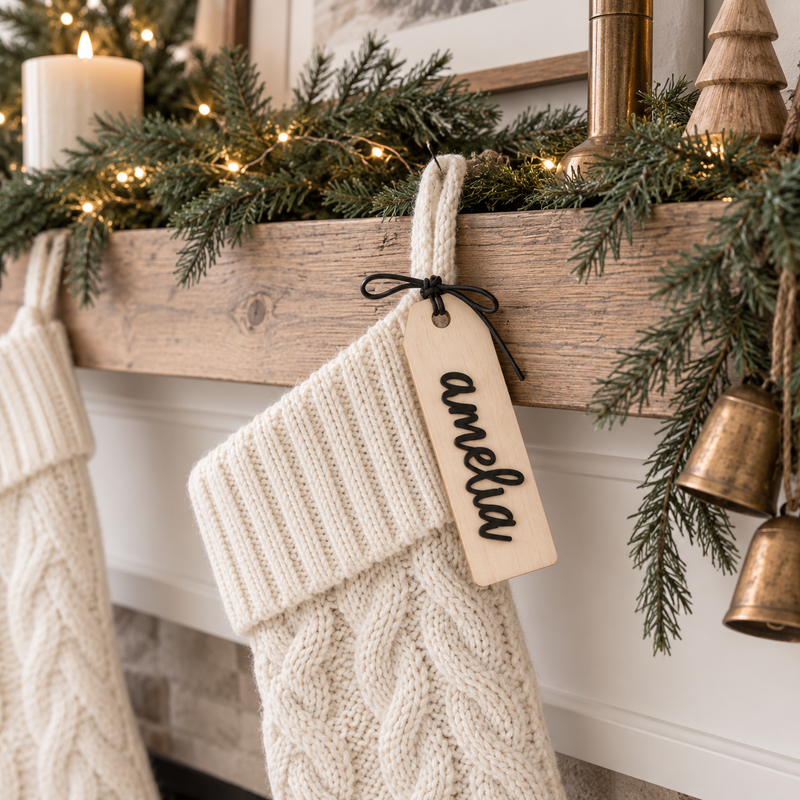 Personalized Christmas Stocking Name Tags - Charlie + Pine