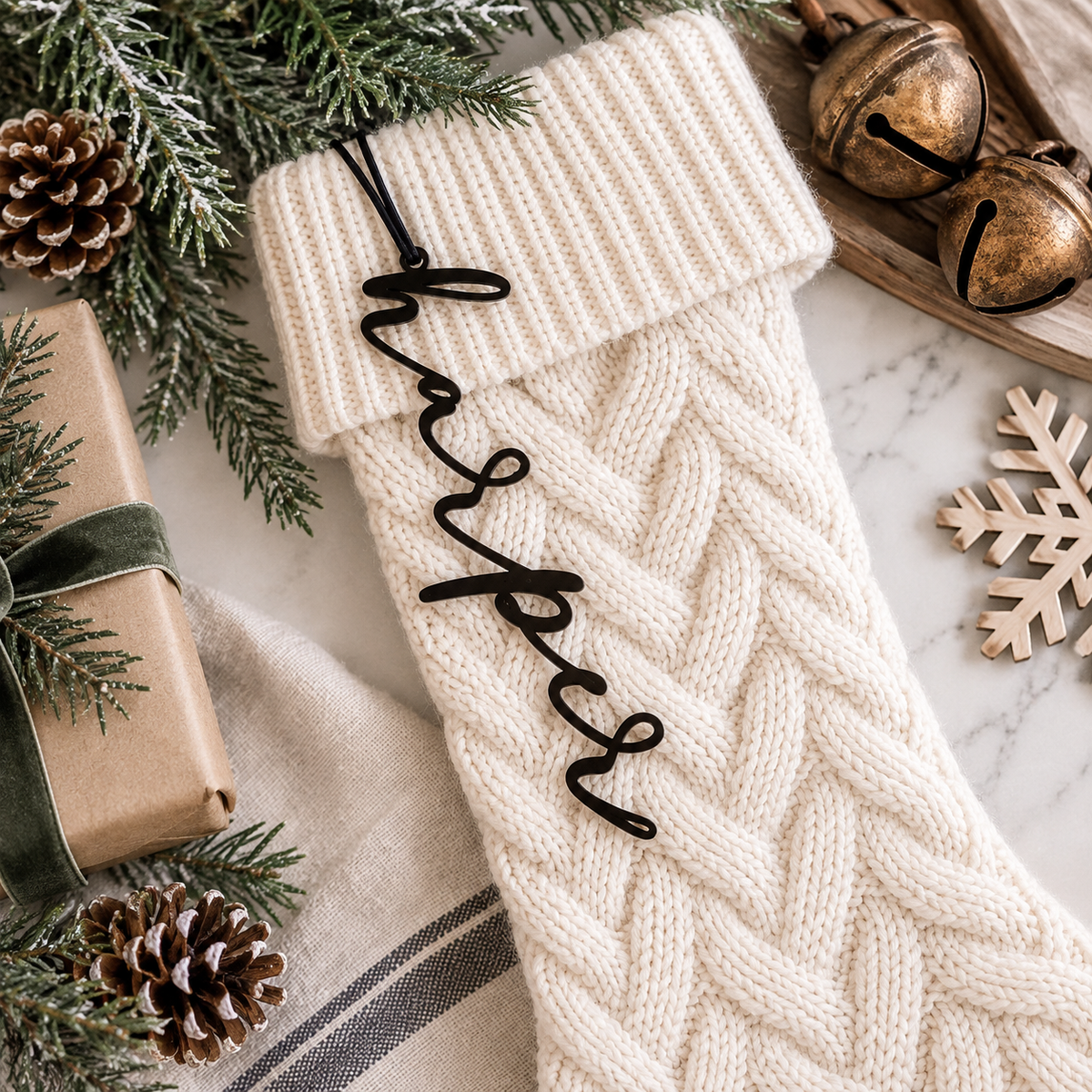 Personalized 3D Christmas Stocking Name Tags - Charlie + Pine
