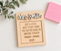 Personalized Teacher Sticky Note Holder – Thank You Teacher Gift - Charlie + Pine