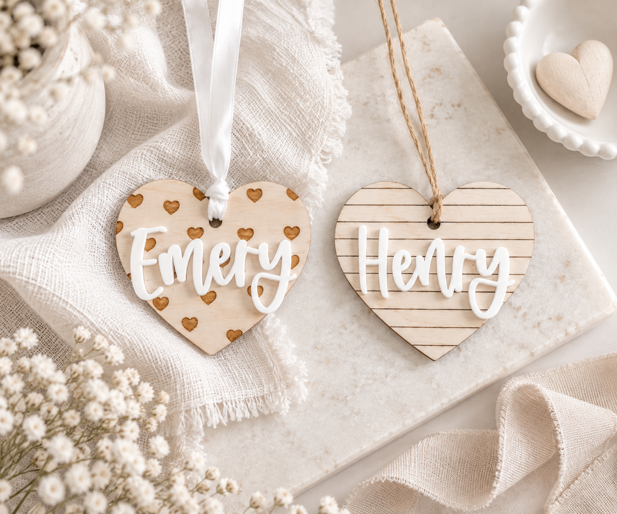 Personalized Heart Name Tags | Valentine Gift Tags - Charlie + Pine