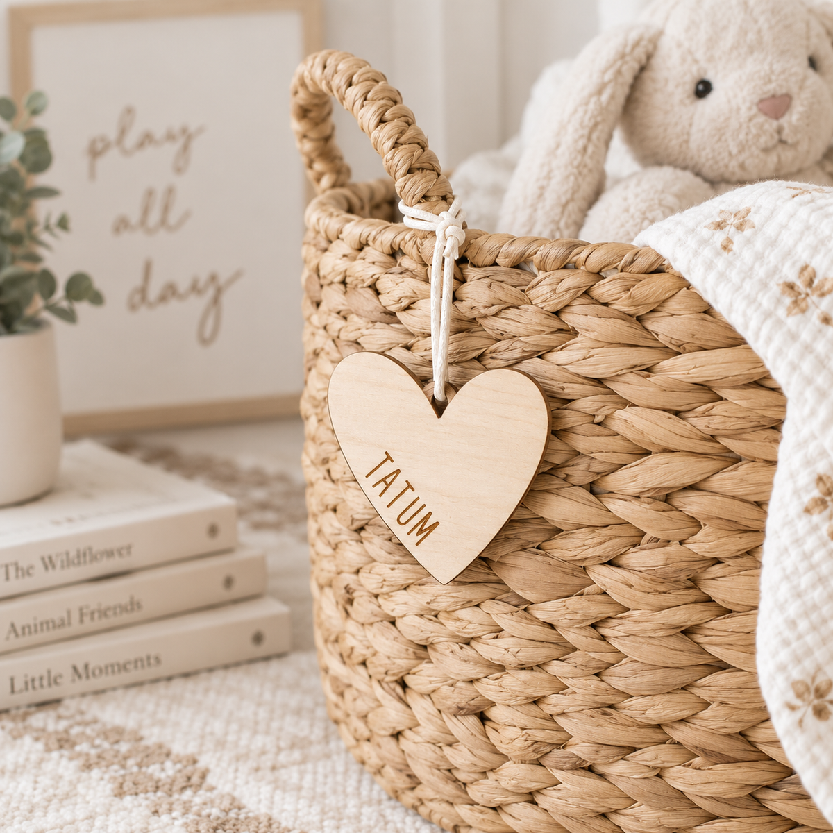 Engraved Wooden Heart Name Tags | Valentine Gift Tags - Charlie + Pine