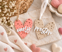 Custom Acrylic Heart Name Tags | Valentine Gift Tags - Charlie + Pine