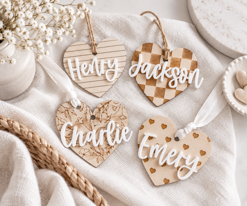 Personalized Heart Name Tags | Valentine Gift Tags - Charlie + Pine