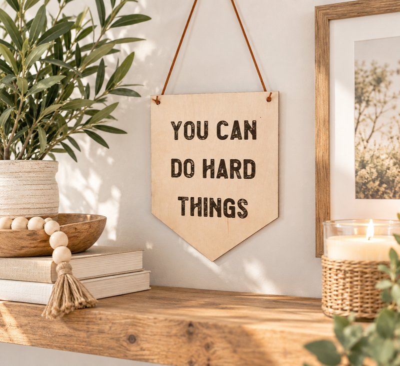 You Can Do Hard Things Sign | Motivational Wood Wall Decor - Charlie + Pine