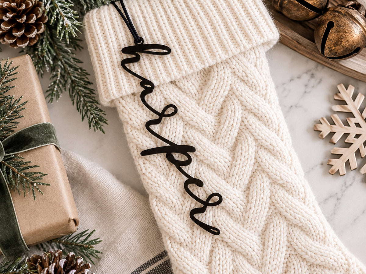 Personalized 3D Christmas Stocking Name Tags - Charlie + Pine