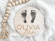 Load image into Gallery viewer, Newborn Footprint Birth Announcement Sign - Charlie + Pine
