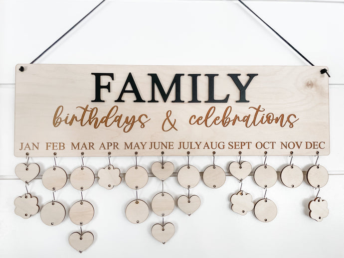 Family Birthday Calendar - Charlie + Pine