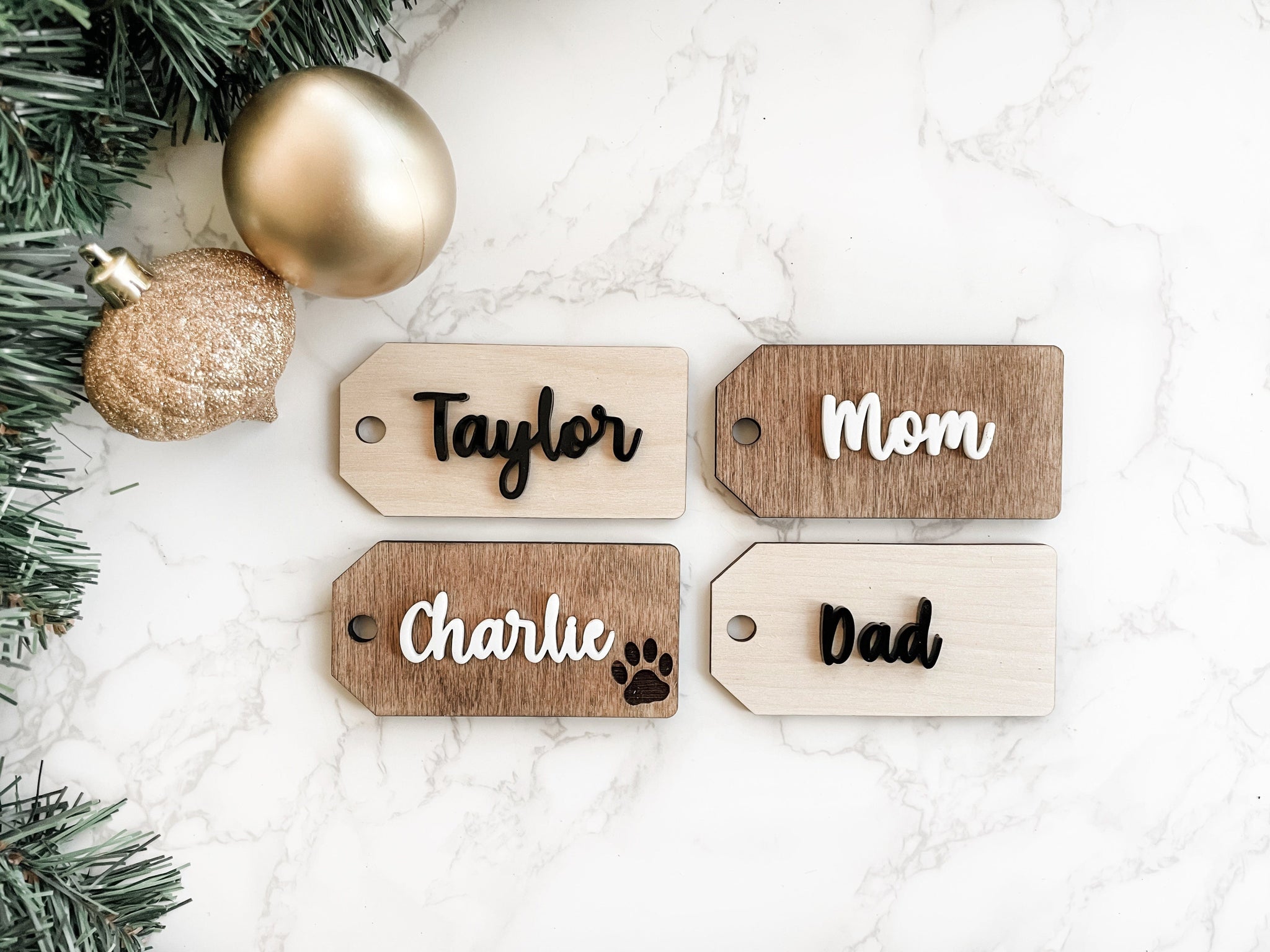 Personalized Holiday Stocking Wood Name Tag