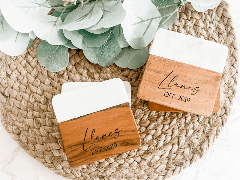 Marble and Wood Coasters - Charlie + Pine