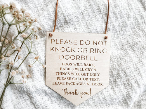 Please Do Not Knock Front Door Sign - Charlie + Pine