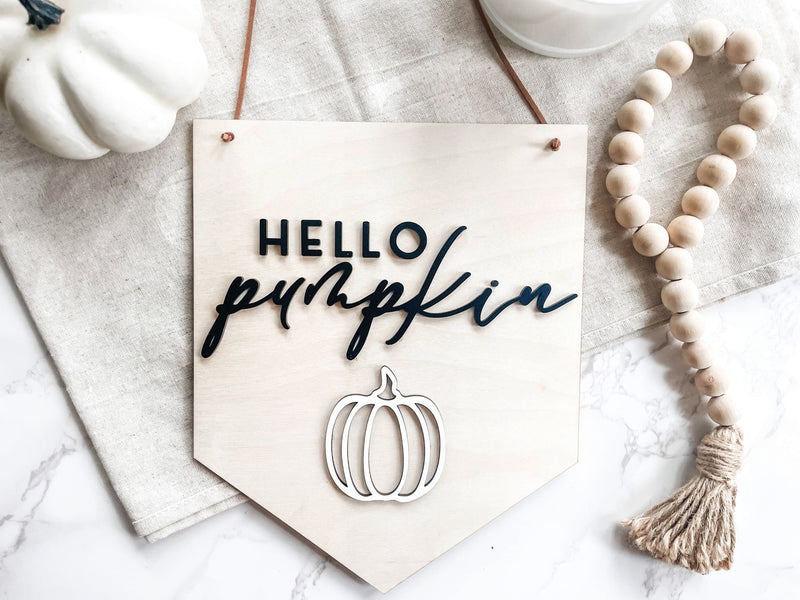 Hello Pumpkin Door Hanger - Charlie + Pine