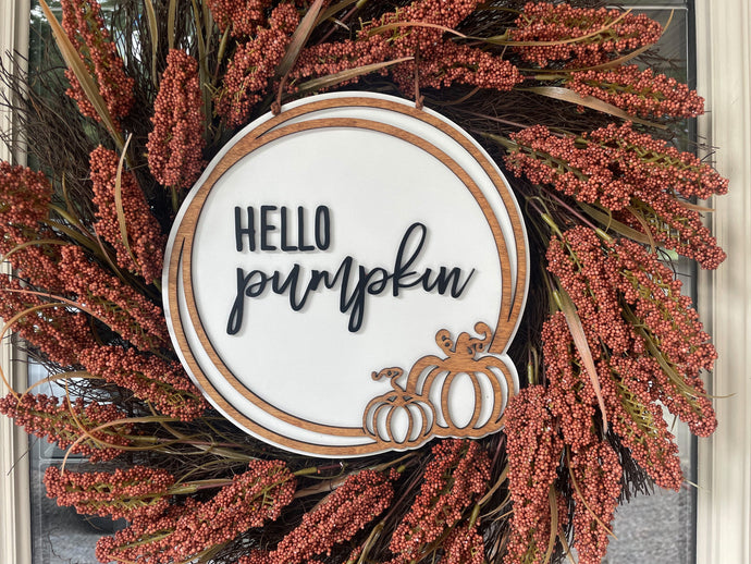 Hello Pumpkin Door Hanger - Charlie + Pine