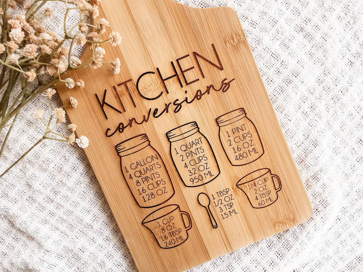 Cooking Conversion Board Kitchen Conversion Cutting Board | Measurement Guide Board | Baking ...