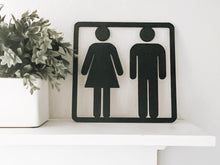 Load image into Gallery viewer, Restroom Wood Cutout Sign - Charlie + Pine
